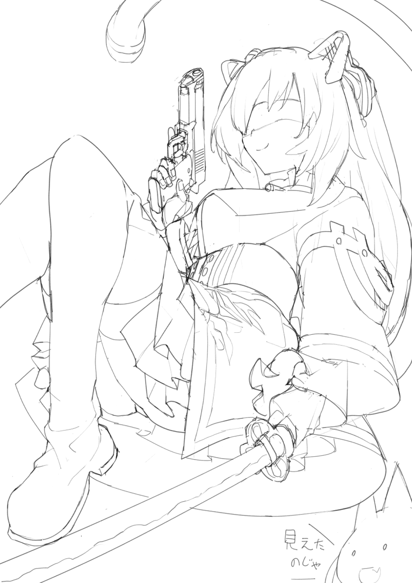 #Nora_cat
何も考えず落書きしてたら目隠しきゃっとが・・・!波に乗り遅れました感
銃は描きなれてないので追及しちゃ・・・メッ!銃器警察は退散!退散です! 