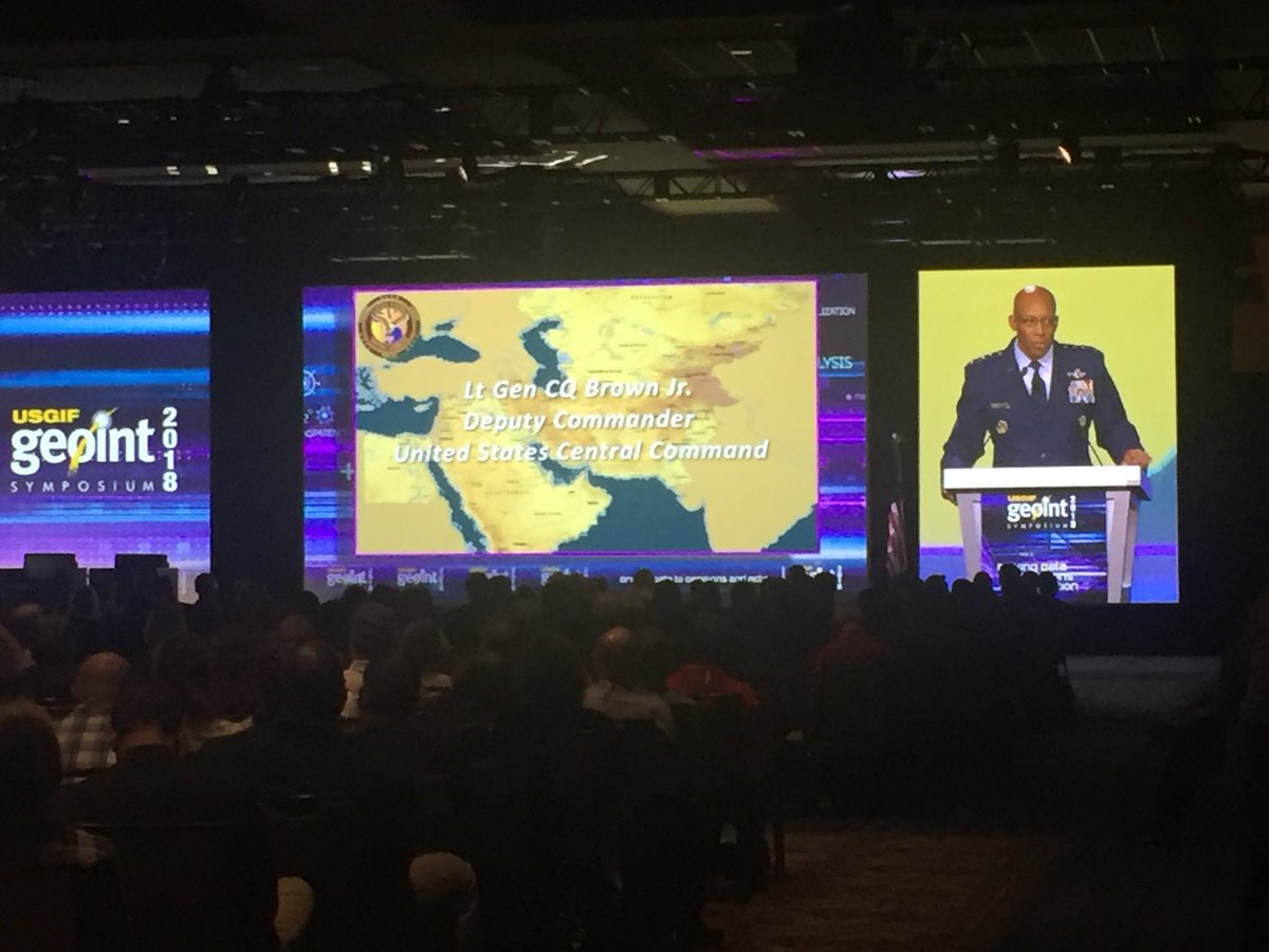Time4Takane's tweet photo. @NGA_GEOINT customer, Lt Gen CQ Brown Jr. “there is a difference in what we want and what we need” aligns with PDDNI Sue Gordon “we don’t need more, we need better” https://t.co/Nggs50XQvG