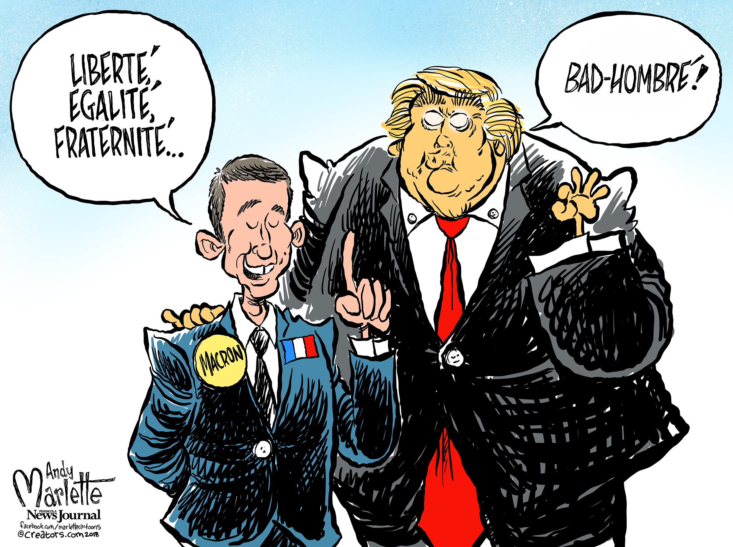 Andy Marlette در X: «New cartoon: Trump and Macron @realDonaldTrump @EmmanuelMacron https://t.co/AapjMLauSW» / X