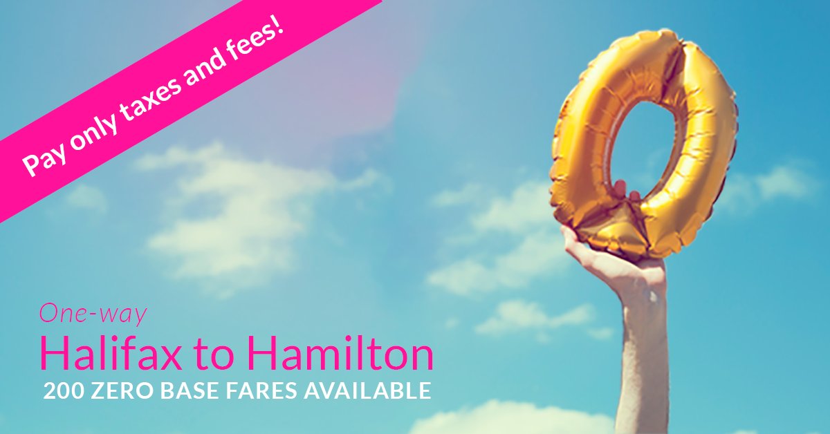 FlySwoop's tweet photo. Halifax Flash Sale! Take advantage of $0 base fares direct from Halifax to Hamilton. So you pay only the taxes and fees! https://t.co/7ecbSDA9WU

~200 seats. Book by May 1 (11:59 pm MT) or while supplies last. Travel between June 20-June 23, 2018. New online bookings only. https://t.co/7NQnmAk7Tu