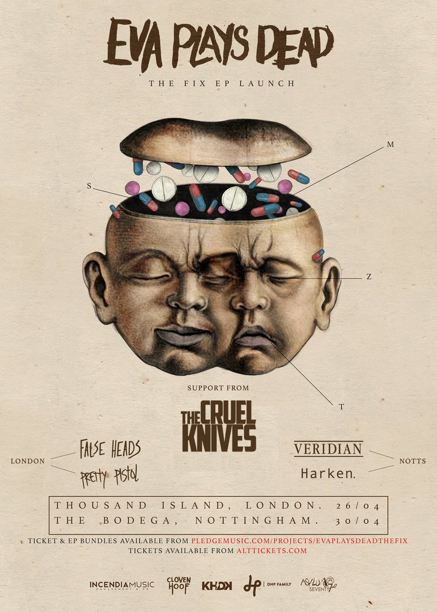 NOTTINGHAM PEOPLE, WHERE YOU AT? We'll be hitting up The Bodega for <a href="/EvaPlaysDead/">Eva Plays Dead</a>'s EP launch w/ <a href="/TheCruelKnives/">The Cruel Knives</a> + <a href="/HarkenOfficial/">Harken.</a>. Who will we be seeing? 💚