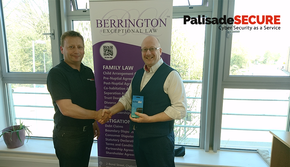 Palisade_SECURE's tweet image. A BIG congratulations to Stephen, Director of Berrington Exceptional Law Limited, on winning the #EchoDot from #Patchman day 2 Legalex! lnkd.in/dKQrmUB