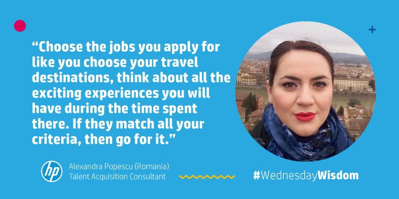 HPCareers's tweet photo. Feeling unsure about which job you should apply for? Put this #WednesdayWisdom from Alexandra into action to know 😀 🙌 https://t.co/bMBl4dnNSV
