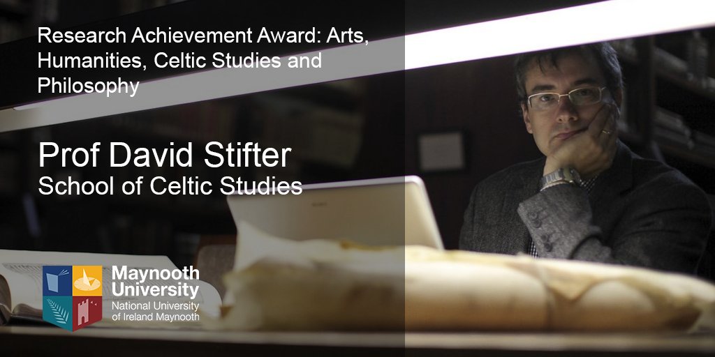 MU_Research's tweet photo. Prof David Stifter is the winner of the 2018 Research Achievement Award in the Faculty of Arts, Humanities, Celtic Studies and Philosophy. Prof Stifter was the first researcher ever to receive an @ERC_Research  grant in the field of Celtic Studies #MUResearch #MaynoothWeek https://t.co/PG8eHBRner