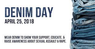 Today is #DenimDay! UHV faculty, staff, and students wear denim to campus today to raise awareness that rape and sexual assault are never invited by the victim. 
Read about the origins of Denim Day here: denimdayinfo.org/about/.
#PeaceOverViolence