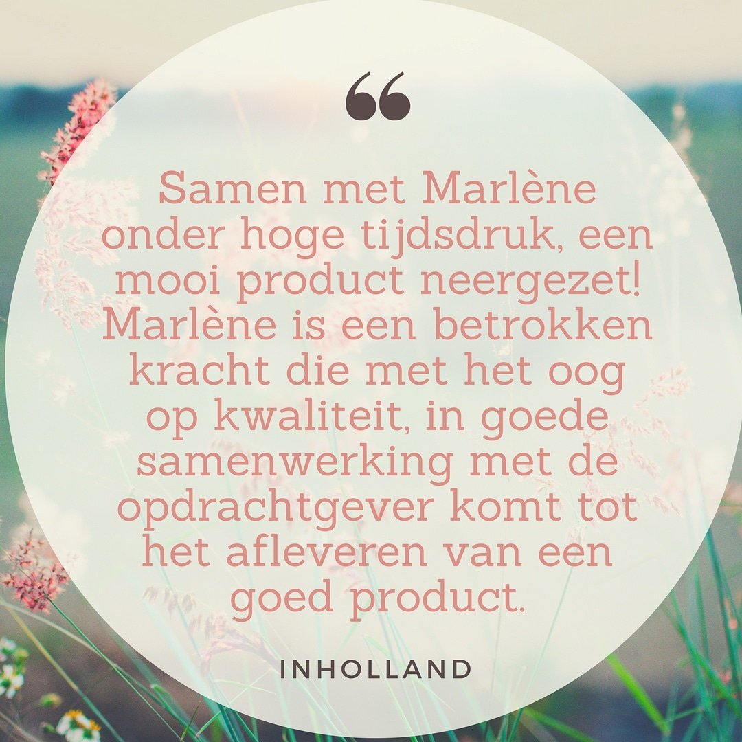 Exact waar je het voor doet! Deze mooie quote van #InHolland gekregen nav mijn werkzaamheden voor hen! Heel veel dank!