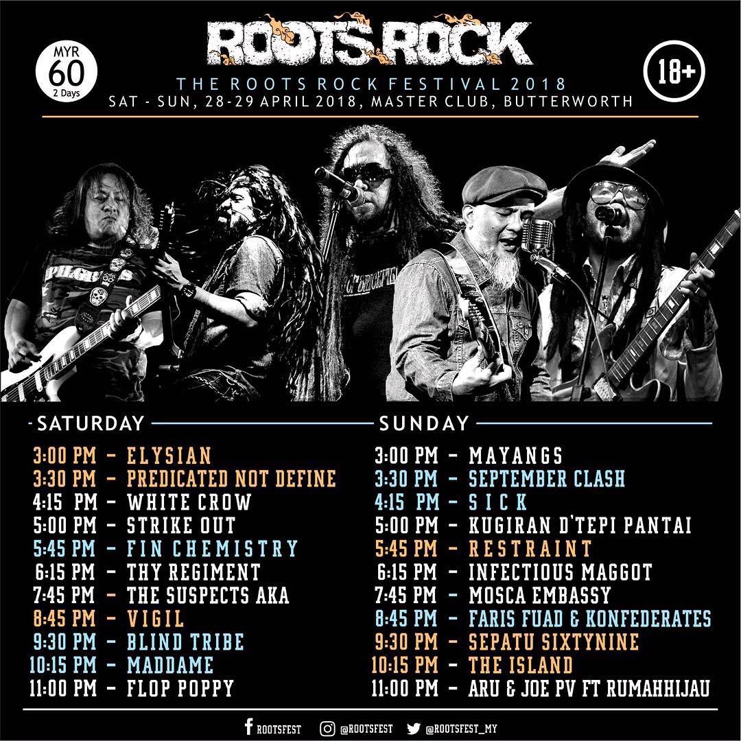 Jenn_Thompson's tweet photo. #PENANG SATURDAY&amp;SUNDAY April28&amp;29 ROOTS ROCK FESTIVAL 3pm - 12am MasterClub #BUTTERWORTH ft. #FlopPoppy @Restraint #InfectiousMaggots @maddamemalaysia @ThyRegiment #KugiranDTepiPantai @moscaembassy @bandstrikeout @sepatusixtynine @vigilgrunge @pndband @Sooicankick ++ https://t.co/OGISE9OaCD