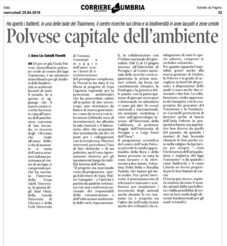 wganapini's tweet photo. .@arpaumbria 's Center "#ClimateChange & #Biodiversity in #Lakes&#Wetlands", #PolveseIsland ,#TrasimenoLake,#Umbria @CatiusciaMarini @KarmenuVella @EU_ENV @EUEnvironment @Europarl_IT @EU_H2020 @ISPRA_Press @FIMAit @minambienteIT @StampaCnr @Forchielli https://t.co/Iv3vO8FWY4