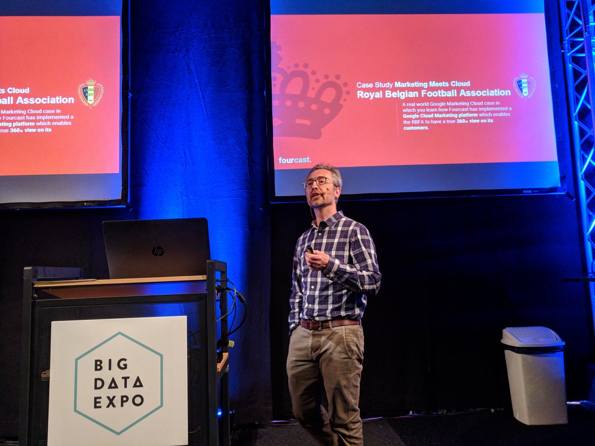 vrexhepi's tweet photo. Koen Landsheere presenting at the #bigdataexpo how the RBFA became data-driven with the help of Google Cloud Platform and #fourcastio https://t.co/qnsdTJOZYY