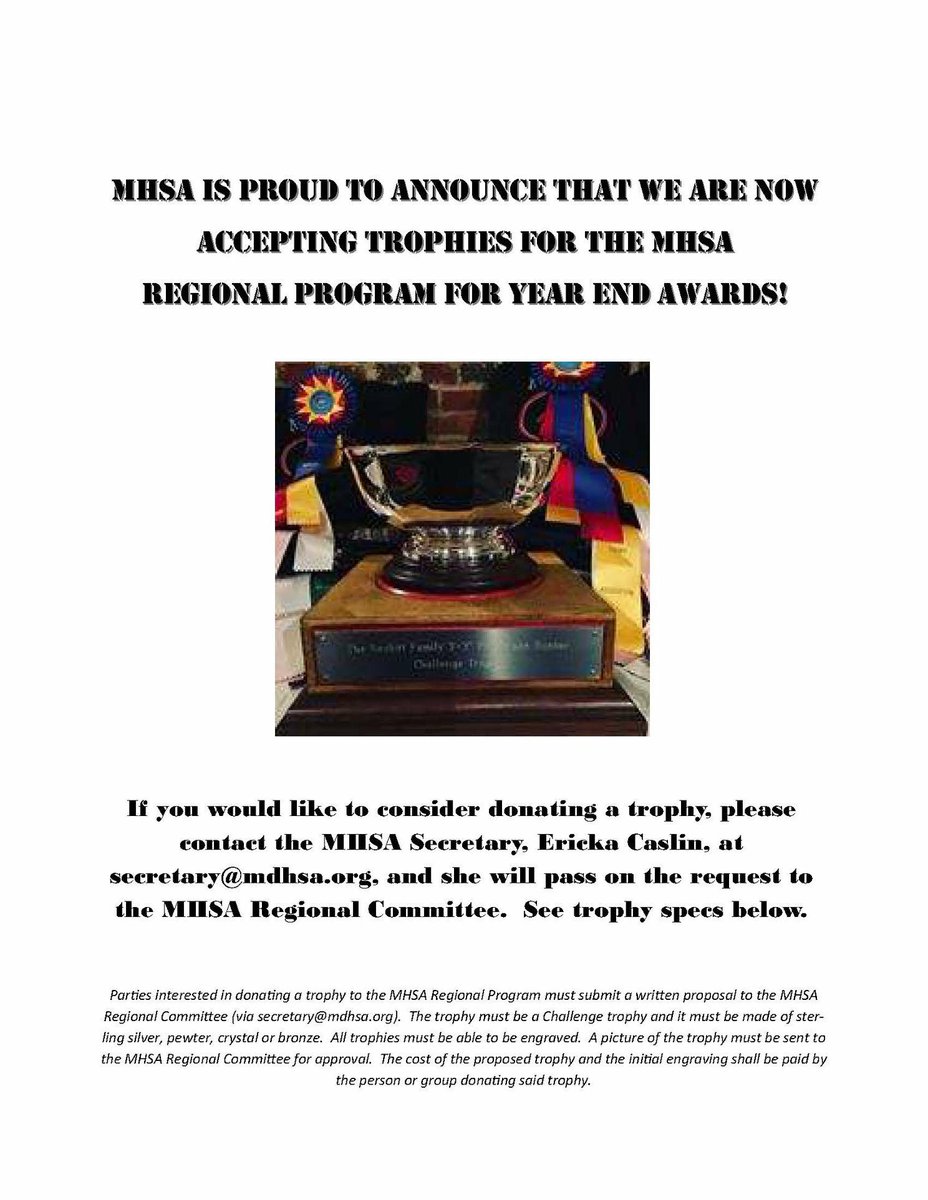Have a special horse you would like to honor in a trophy? Now is your time to memorialize that special steed!