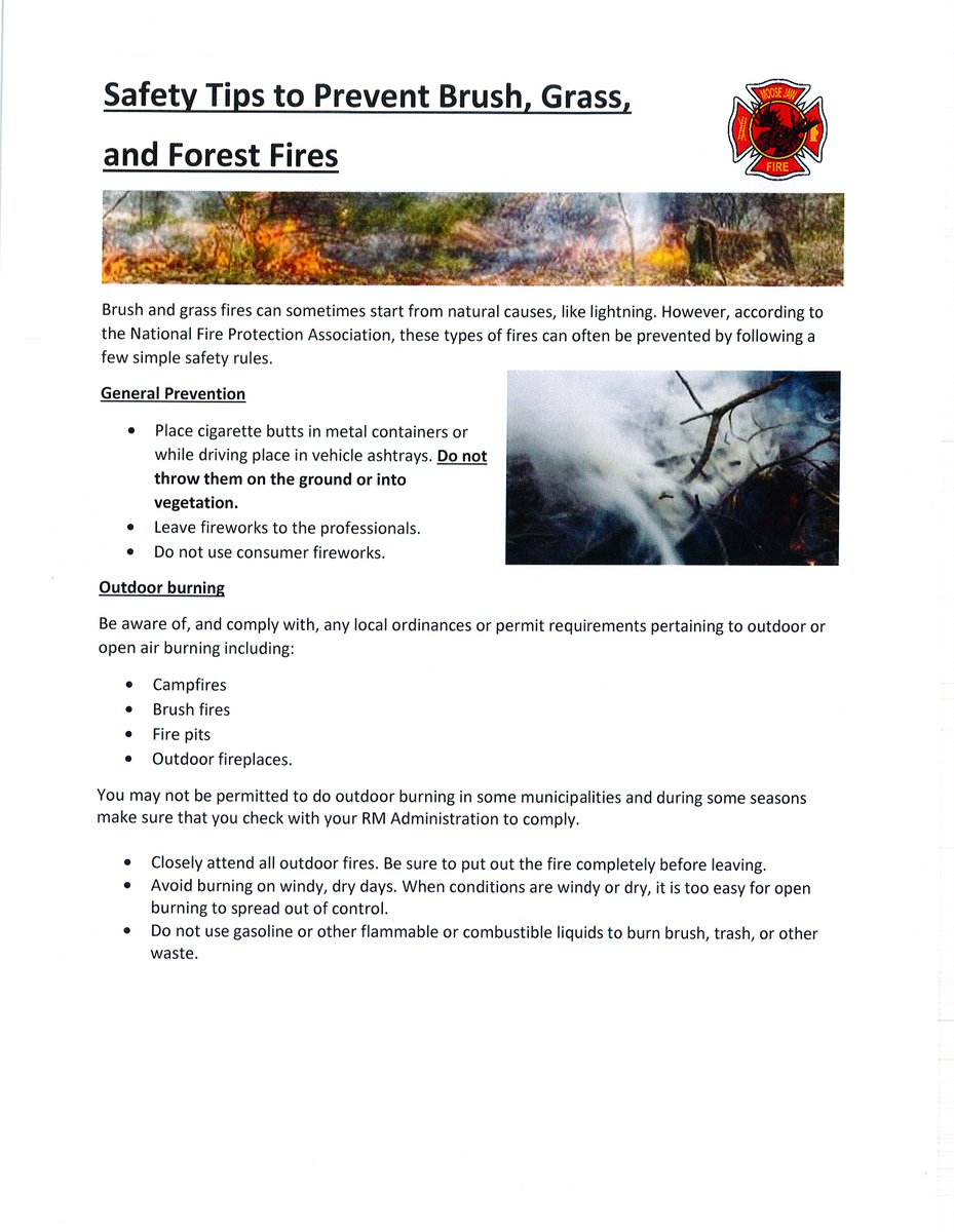 Moose Jaw Fire Dept on Twitter "It's Grass Fire Season! Check out