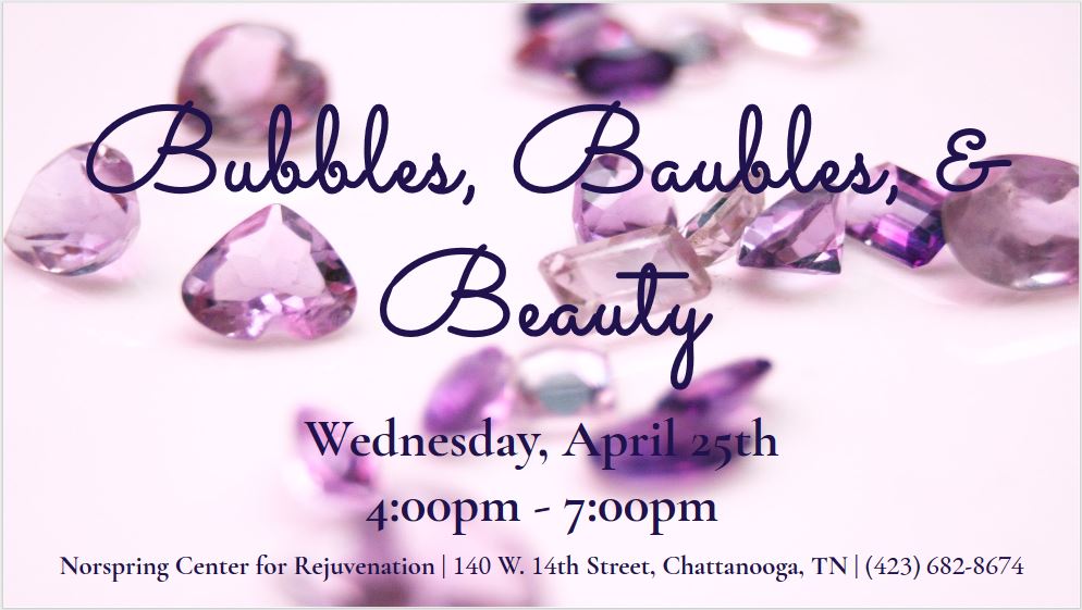 Don't forget to stop by NORSPRING TONIGHT to enjoy our free open house. Our esthetician, Liz Crump has partnered with Brody Jewelers, Epionce Skincare, and Artful Brows Atlanta to provide a relaxing evening for you. Any session booked during the event will be $10 off!!