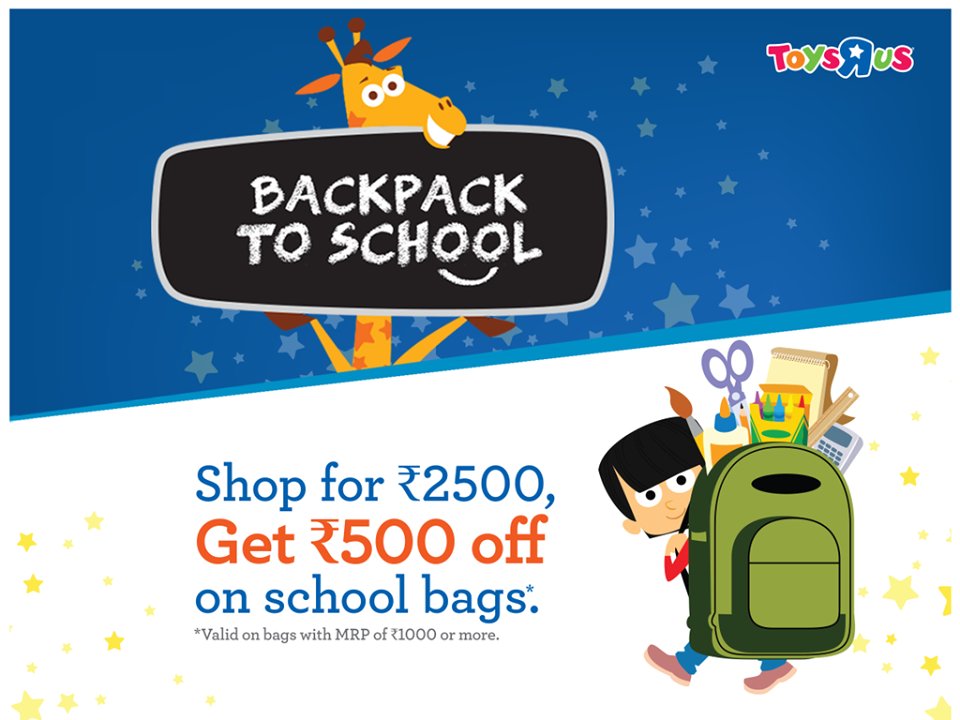 toysrus_india's tweet photo. Begin your new school year in style with Toys"R"Us ! Get cool backpacks from over 25 brands with 75+ designs to choose from including flap bags, sequinned bags and trolley bags!
#BackPackToSchool #BackPackToSchool2018 https://t.co/rl1eTfbVrY