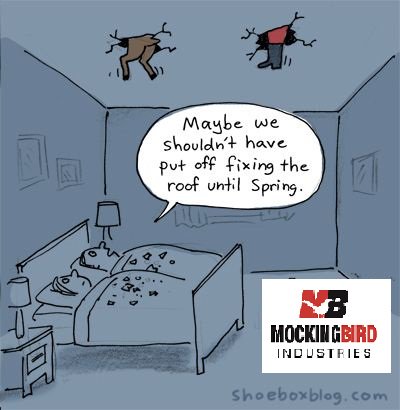 Don't delay - fix that roof today!  Call Mockingbird Industries for all of your roofing and general construction needs.  #mockingbirdindustries #roofing #customersfirst #painting #flooring #construction