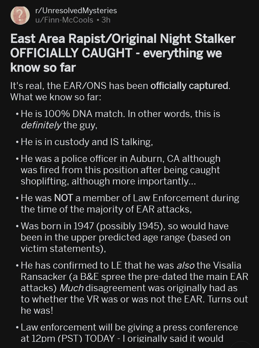 comadarkvale's tweet image. more info  #earons #GoldenStateKiller #originalnightstalker #VisaliaRansacker
