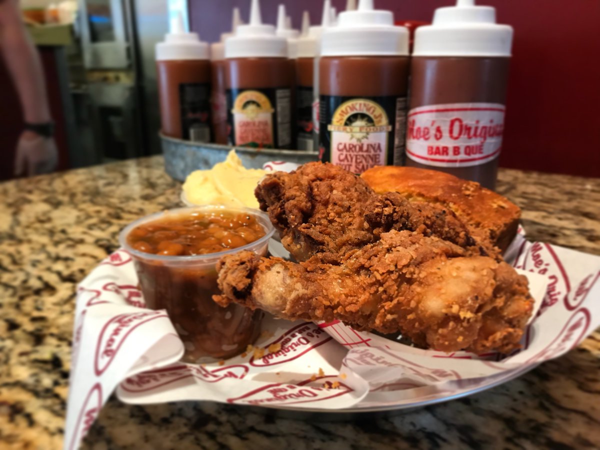 It never lasts long, because it’s always delicious! Get out southern fried chicken with 2 sides &amp; a drink! 

Sides today: 
Brunswick Stew 
Collard Greens
Red beans and rice
Fried green tomatoes
Butter beans
green bean casserole
Mississippi mud pies
Boudin balls

#moesbbqmatthews
