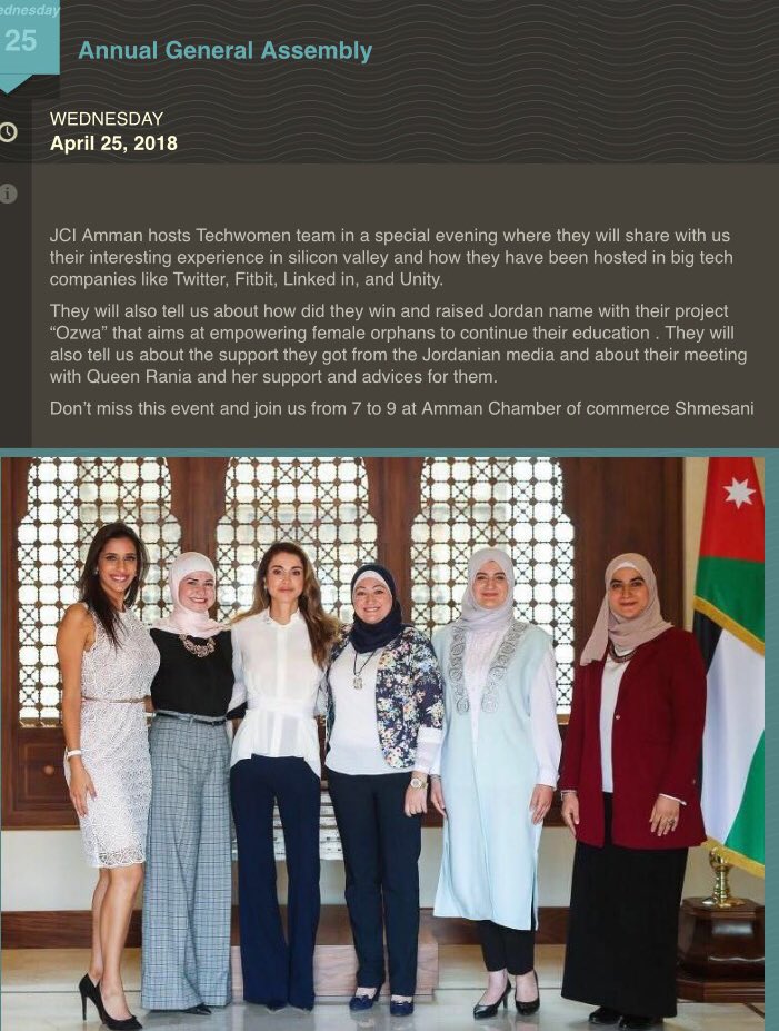 hshabrouq's tweet photo. In an hour, with @JCIJordan, Jordanian @TechWomen of 2017 will be in a panel discussion about their full experience at Amman Chamber of commerce
Stay tuned !
#Techwomen17 #TWimpact https://t.co/uOnjAuxLiU