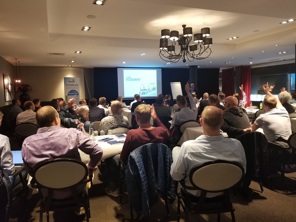 KaseyaCorp's tweet photo. We had a packed house in #Utrecht yesterday for our #AccelerateInTheCity roadshow! Thank you to all of you who attended. Who will we see in #London tomorrow for our next event?? Let us know if you’ll be there! #AccelerateUtrecht #AccelerateLondon #MSP #WednesdayWisdom https://t.co/xaxUeGGaYT