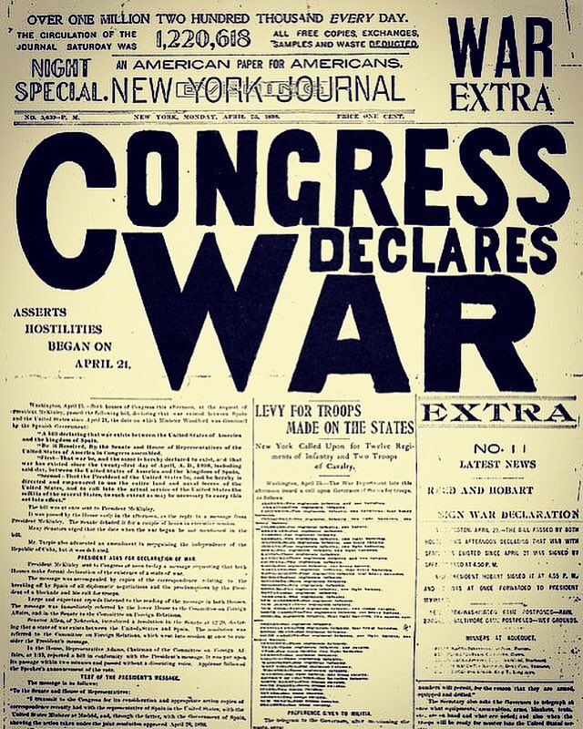 CubanetNoticias's tweet image. #HistoriadeCuba: Un día como hoy, pero 1898, el Congreso de Estados Unidos declara la guerra a España tras meses de tensiones por el hundimiento del USS Maine en costas #cubanas. #Cubanhistory #Cuba #Cubanet #HispanicAmericanWar 🇨🇺