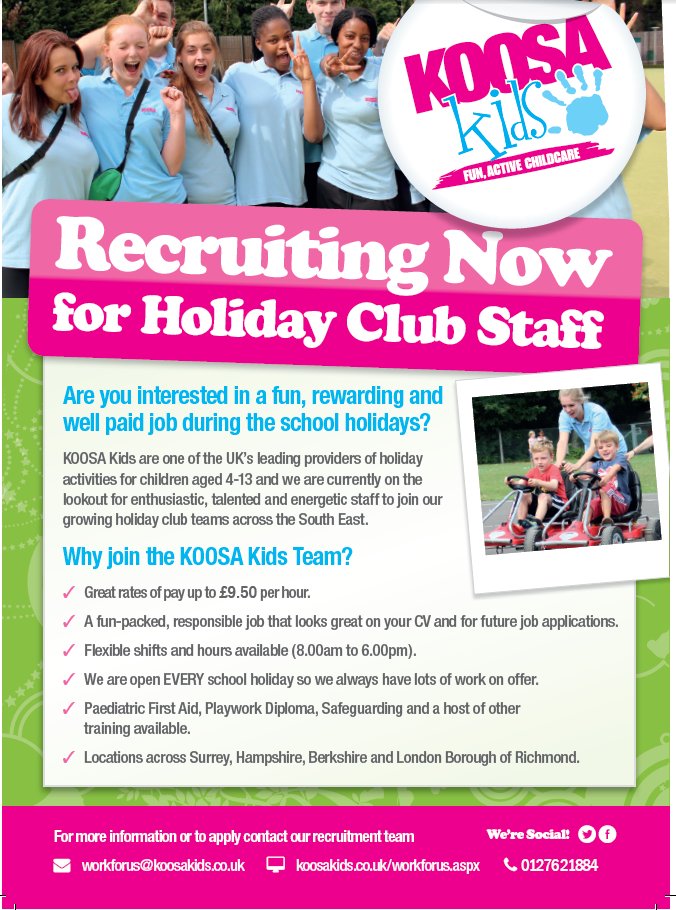 bwcollegecareer's tweet photo. Koosa Kids will be in the Star Café Wed 2 May to recruit staff for tier summer playschemes... https://t.co/iEYCNcbM0K