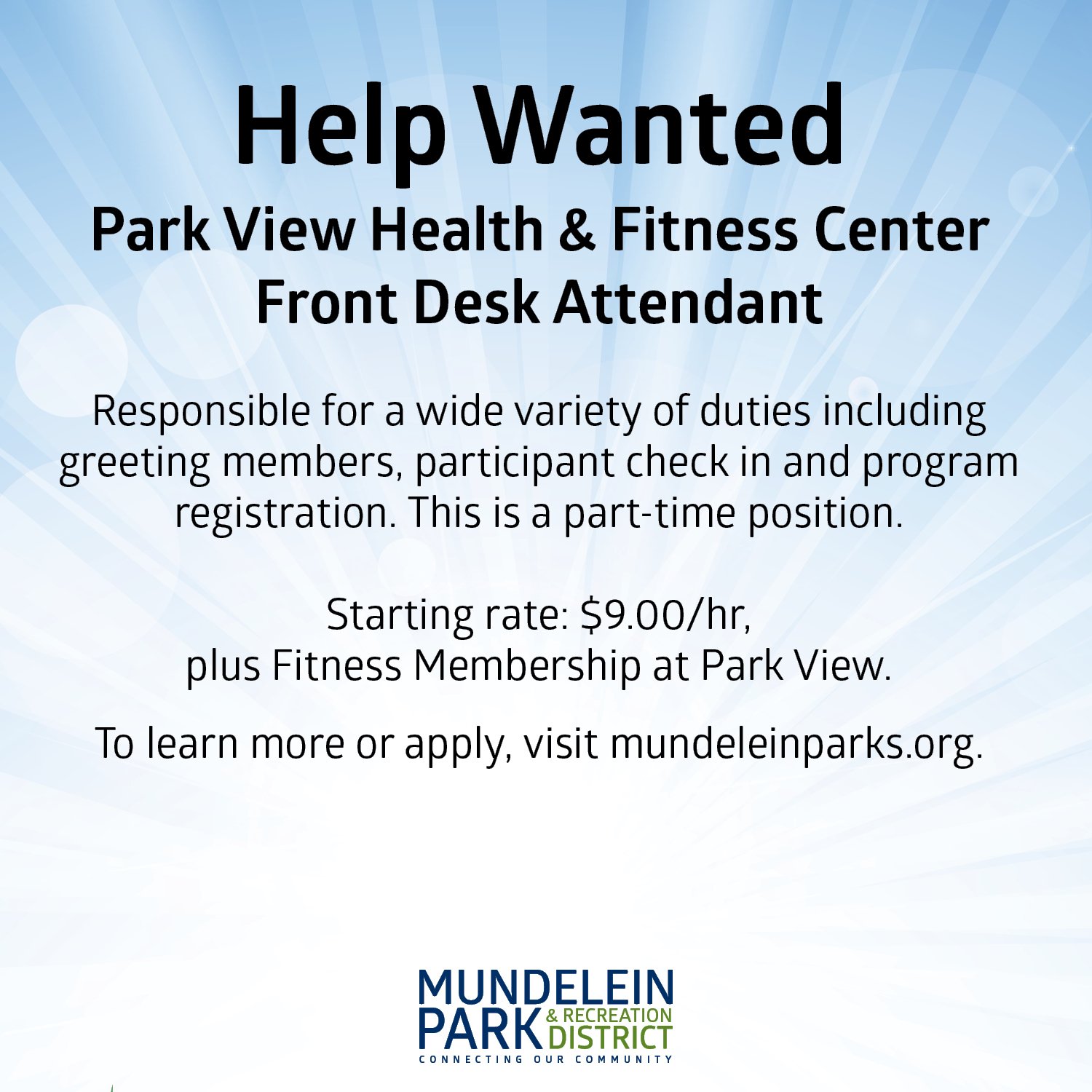 Mundelein Parks On Twitter We Re Hiring Park View Health