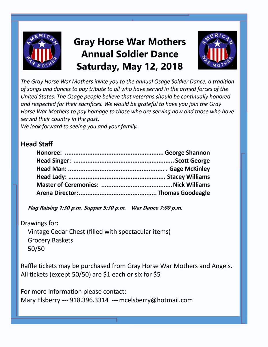 Osagenation's tweet photo. Join the Gray Horse War Mothers and pay homage to all veterans. See below for more information. #grayhorse #warmothers #soldierdance https://t.co/8V9i0X8LuQ