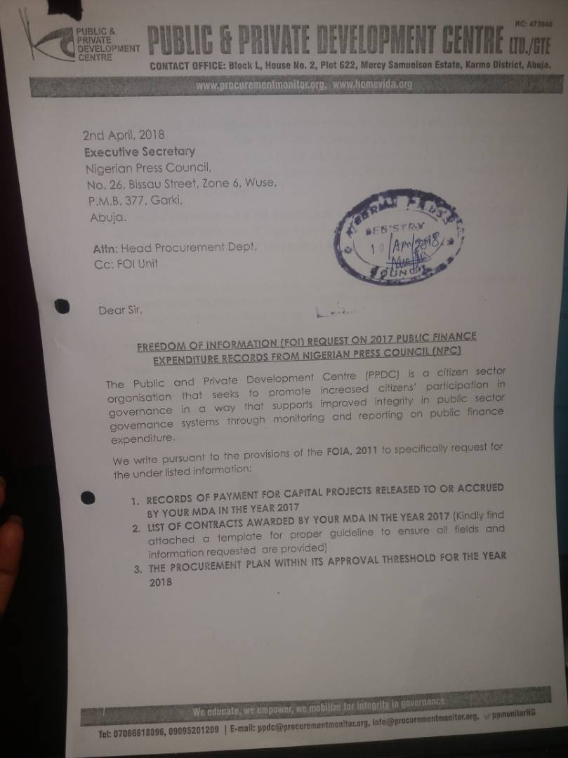 PPDC_ng's tweet photo. Kudos to @nigeriaeiti, Nigerian Press Council and @cacnigeria1 who have responded to the #FOIRequests with full disclosure #FOIRanking2018 https://t.co/2fpcxA2Mnq