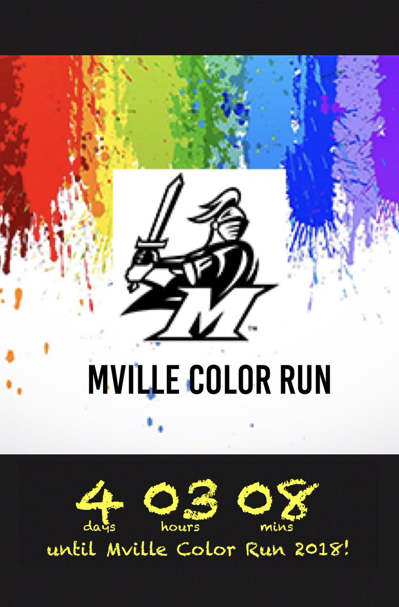 Mville_ColorRun's tweet photo. The color run is almost here Valiants!! Have you pre registered yet?! https://t.co/wCo0OykSem
