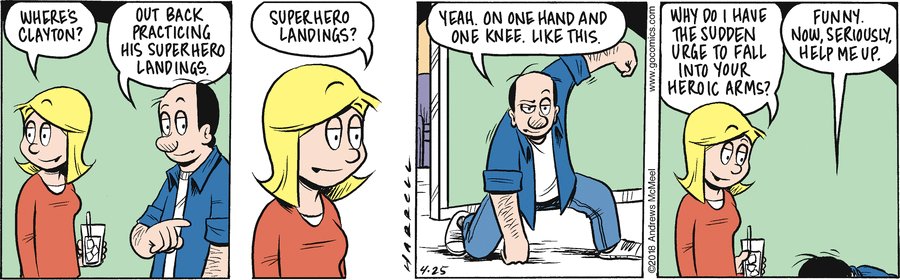 BNFOS's tweet image. "Adam@Home" by #RobHarrell from @gocomics. #superhero #superheroes #comicbooks #humor #stickthelanding #threepointlanding #myback #backproblems #MarvelComics #DCComics #Image