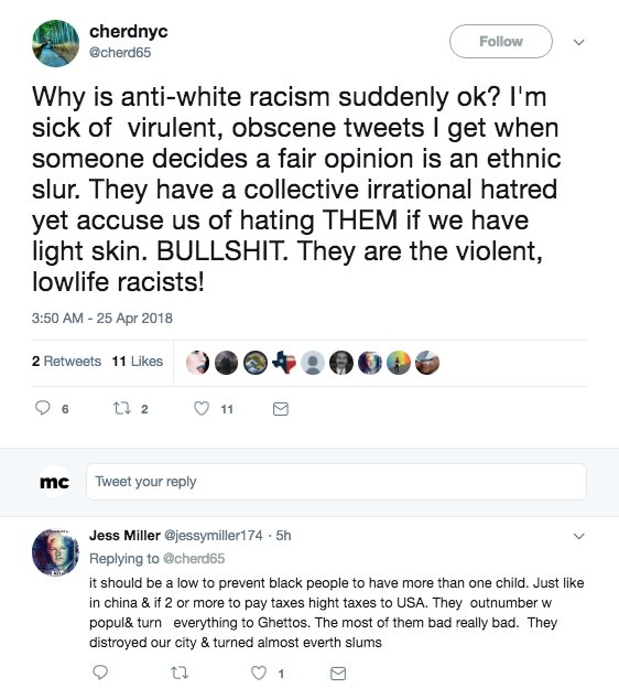 MediaCommunic8r's tweet photo. @Twittersupport Please review Targeted racial harassment by handle "at cherd65" -- Tweep has 3,000+ followers who seem to engage in same targeted harrassment of person below. See racially motivated context: https://t.co/hXrBqxr80S