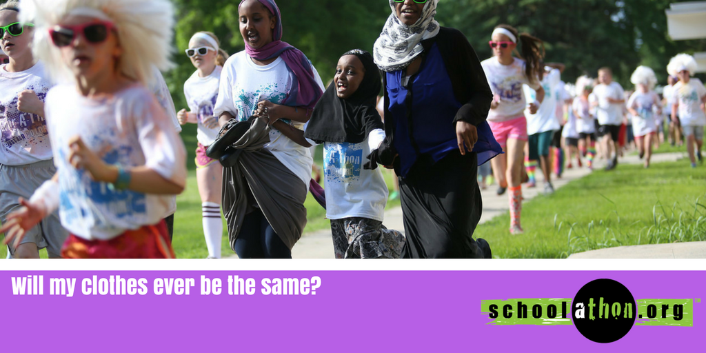 SchoolAThon's tweet photo. The Dye we use is completely safe and will wash out of your clothes–but we don’t do your laundry so results may vary depending on detergent, temperature, etc. For this reason, we recommend you wear stuff that you don’t mind getting a little colorful! https://t.co/LxtJFl3KHm