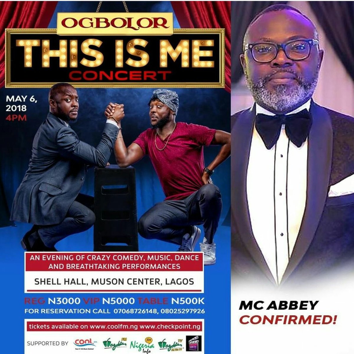 funnyogbolor's tweet photo. Da prof like we call him.. @mcabbey1 will be gracing d stage o... #thisismeconcert https://t.co/H554Esbm3W