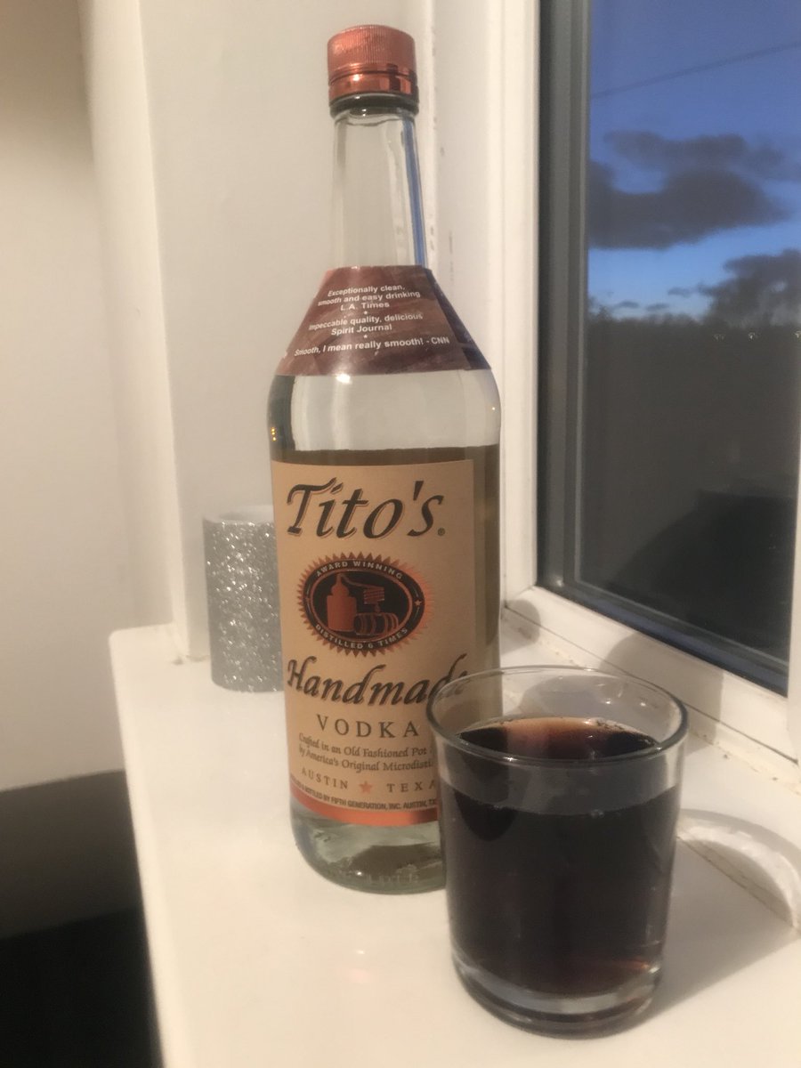 Treating myself to a cheeky @TitosVodka & coke tonight. Honestly the best vodka I’ve ever had xx #TitosHandmadeVodka #ukfan