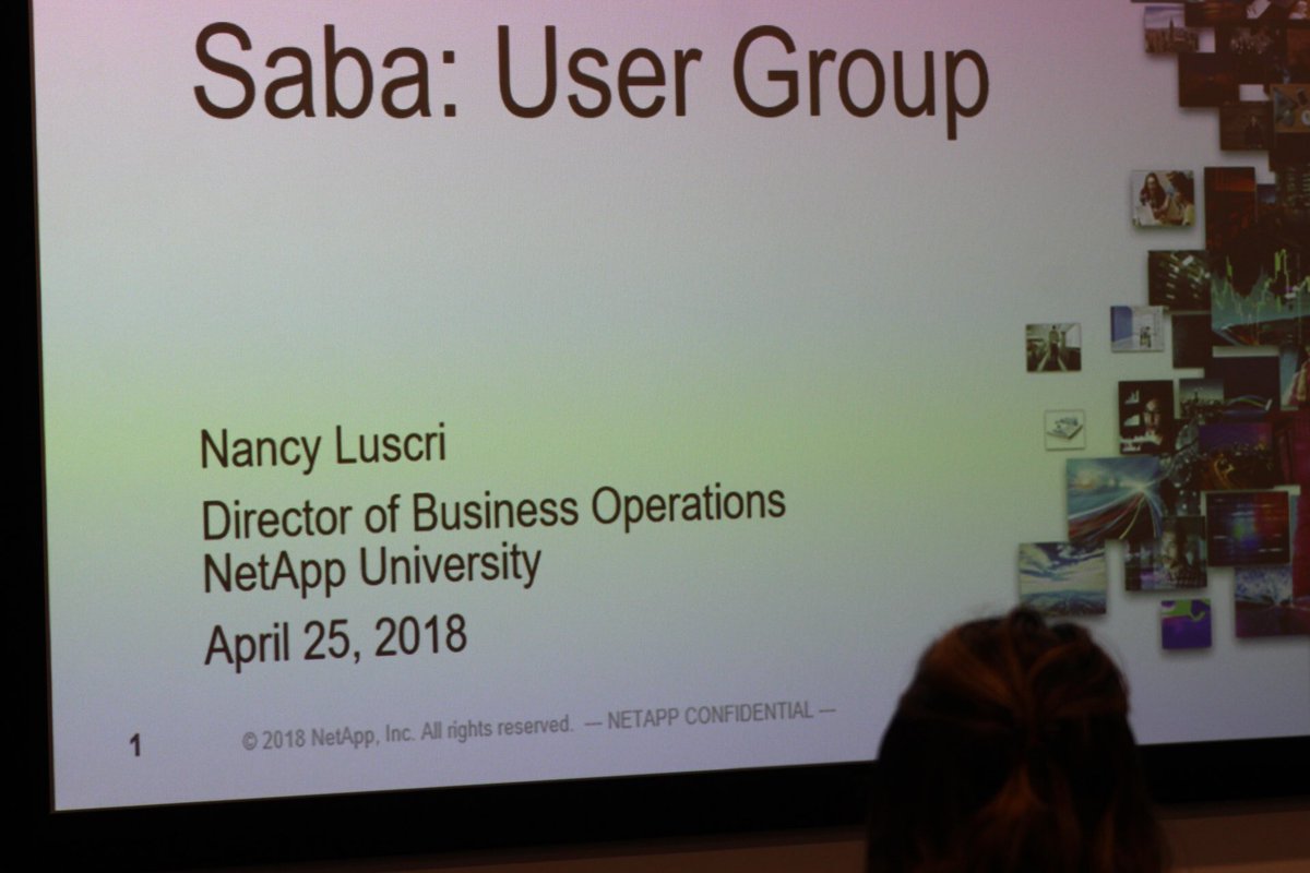 CSharmaHalogen's tweet photo. Our host NetApp took the podium to share how they use Saba Cloud.  @sabasoftware https://t.co/xePRHFf67q
