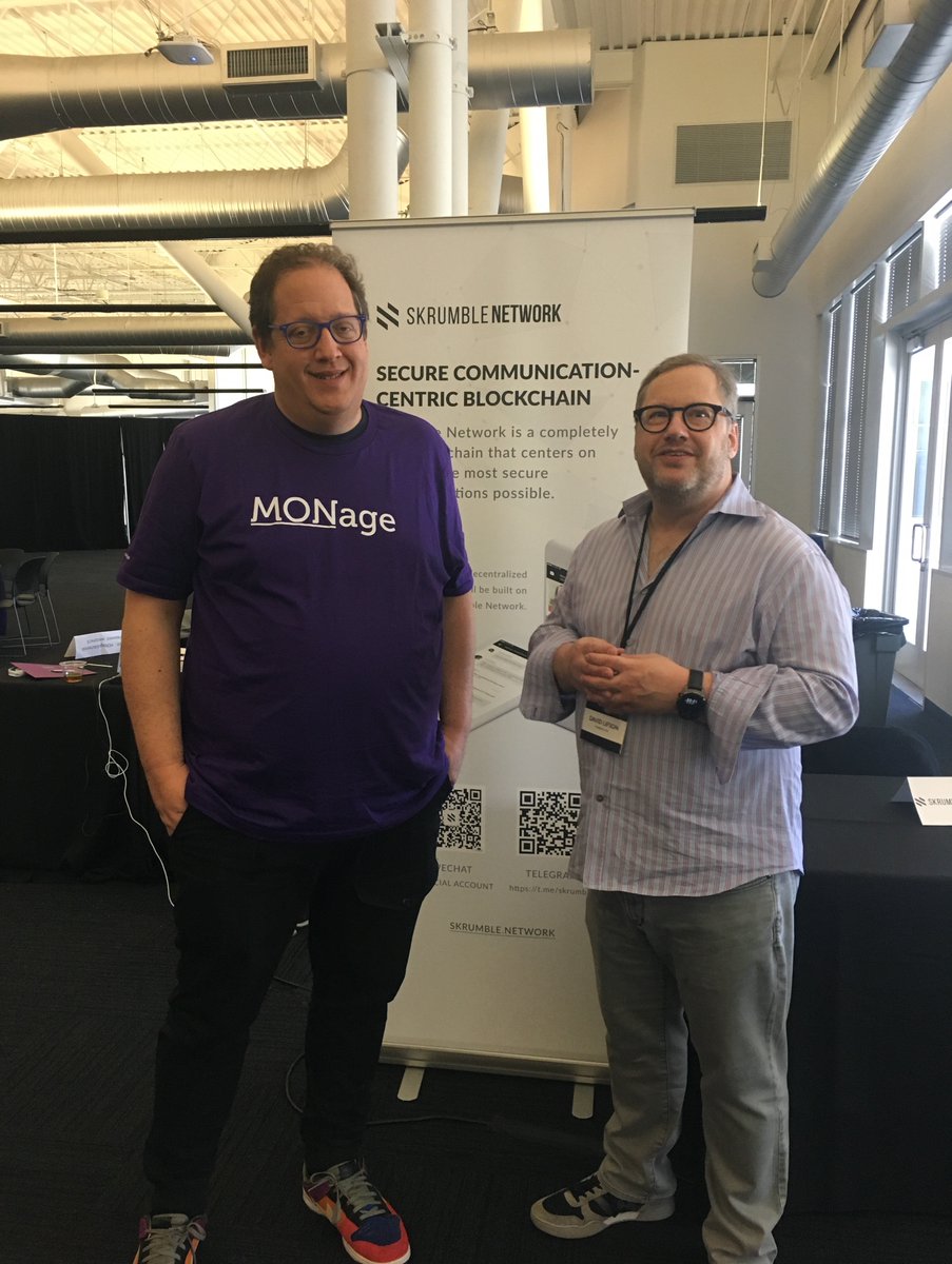 SkrumbleNetwork's tweet photo. #WayBackWednesdays @jeffpulver and our co-founder David Lifson at the @MoNageConf last week! #blockchain #vonage #MONage https://t.co/xSeARyzeO4