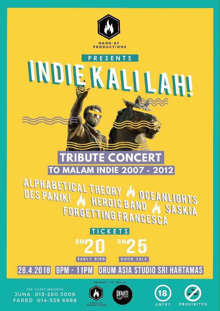 Alphabetical Theory (@alphatheoryband) on Twitter photo PERINGATAN.
AT akan bersama dgn <a href="/oceanandlights/">â˘OCEANLIGHTSâ˘</a> , <a href="/saskia_my/">Saskia Official</a> , <a href="/DesPanikBand/">DES PANIK!</a> , @FrancescaBandMY & Heroic Band di Indie Kali Lah! pada 28/4/2018. Jemput semua datang. #indiekalilah PERINGATAN.
AT akan bersama dgn <a href="/oceanandlights/">â˘OCEANLIGHTSâ˘</a> , <a href="/saskia_my/">Saskia Official</a> , <a href="/DesPanikBand/">DES PANIK!</a> , @FrancescaBandMY & Heroic Band di Indie Kali Lah! pada 28/4/2018. Jemput semua datang. #indiekalilah