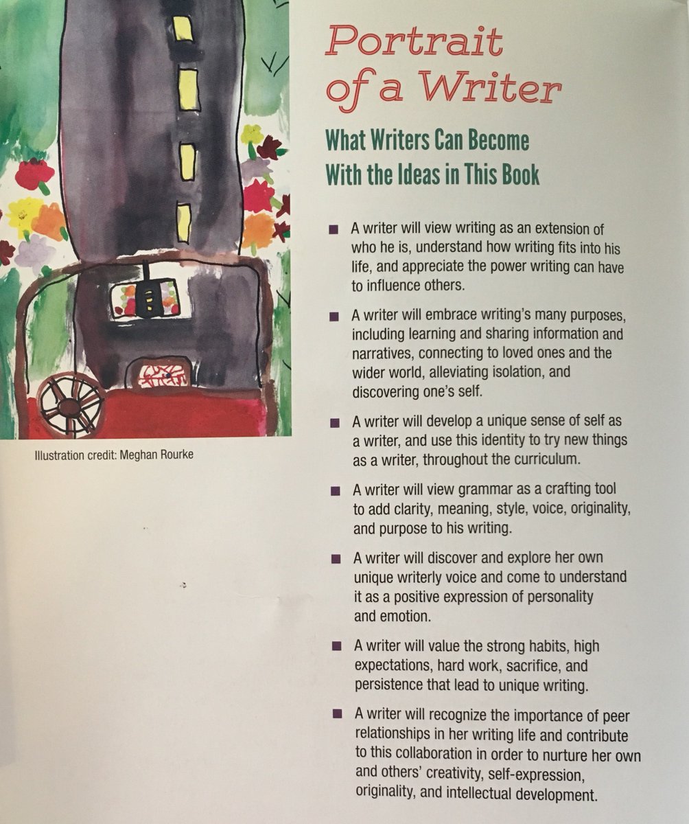 ShelfieTalk's tweet photo. Q2 On the inside cover of Feedback That Moves Writers Forward, @pmgmcgee shares her portrait of a writer. What are your hopes and intentions for the writers in your class? #shelfietalk https://t.co/AetpREgaN2