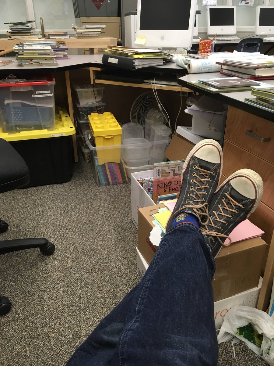ExLibrisMrHunt's tweet photo. A funny part of #librarylife is how much of a disastrous shambles my Library office can get. I think I’m not the only one?
Fellow #teacherlibrarians
RT and attach a pic or two if your #libraryoffice #librarydesk is a creative disaster.

@bctla friends? https://t.co/opC1RSwnIH