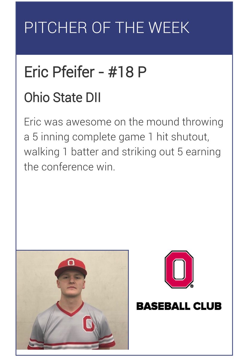 OSUCBaseballD2's tweet photo. Congrats to @Mike_Hritz321 &amp; @epfeifer36 on winning @GARegionNCBA East Conference Player &amp; Pitcher of the week awards for their play this past weekend. https://t.co/3o3ztyAxwG