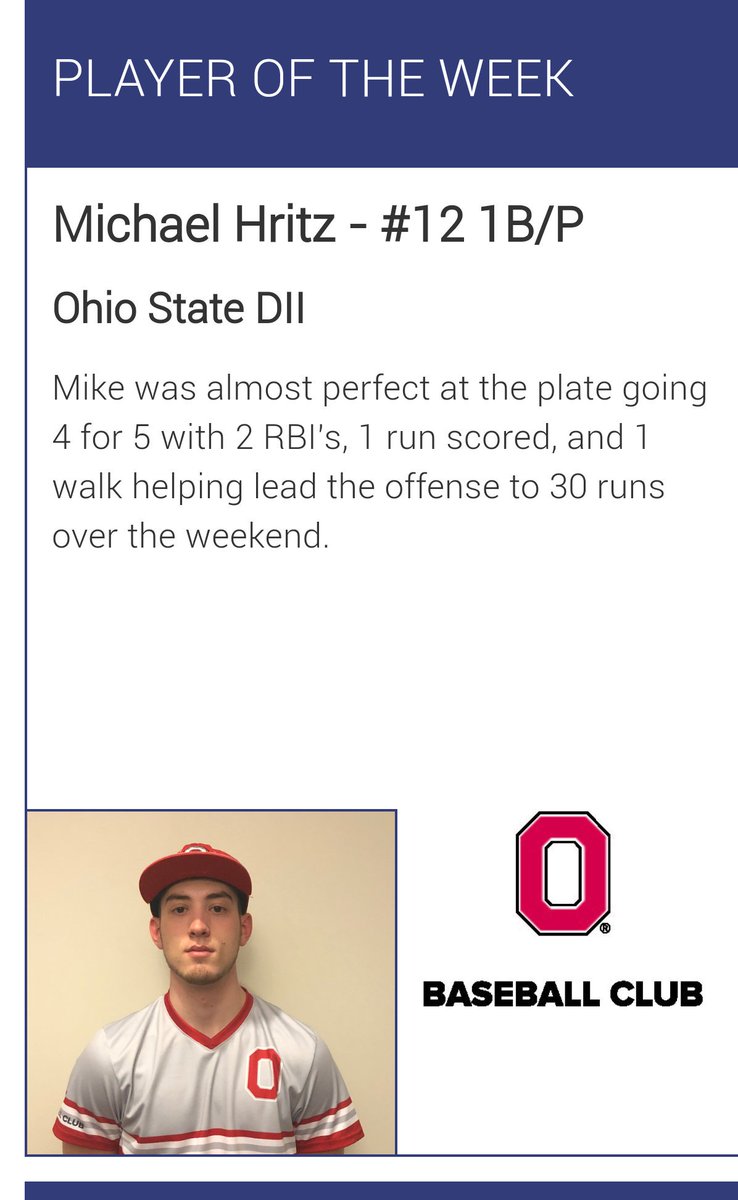 OSUCBaseballD2's tweet photo. Congrats to @Mike_Hritz321 &amp; @epfeifer36 on winning @GARegionNCBA East Conference Player &amp; Pitcher of the week awards for their play this past weekend. https://t.co/3o3ztyAxwG