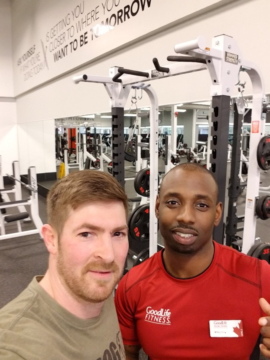 XOGDarthKiller's tweet photo. I can't post a pic at the gym without my trainer Ralph! He's changed my life, showing and teaching me everything from eating clean to what it takes to achieve the goals I never thought I could. His support and encouragement are what make me strong. #GL39Strong #goalcrusher https://t.co/0SV8tOks6f