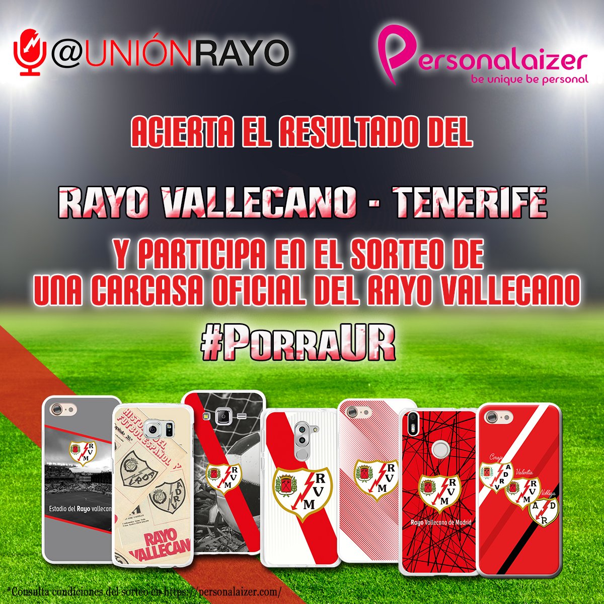 personalaizer's tweet photo. Participa en la #PorraUR y llévate una #Carcasa Oficial del @RayoVallecano
Adivina el resultado y gana la #funda del #RayoVallecano
1.Síguenos y @UnionRayo 
2.Twittea pronóstico #RayoTenerife
3.Usa el hashtag #PorraUR
4.Retwittea
https://t.co/FY3ZHJKVFV    
🍀🍀SUERTE🍀🍀 https://t.co/f9ghGMmt2e