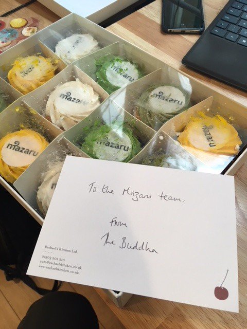 mazaruspeaks's tweet photo. We're now Mazaru. It even says so on the cakes. Time to celebrate #FindingOurZen #celebration https://t.co/H9BDcrVfac