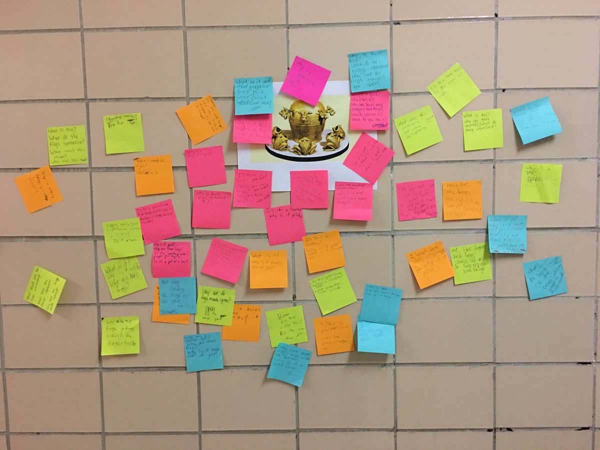 JudyWilsonSINY's tweet photo. Working w/staff @egbertwildcats IS2R for @ELI40NYC. Teachers ran with the #QFocus strategy. Teacher Alex's Ss asked questions from a picture based on SS Unit using color coded Post-its so classes can see each others' questions. @RightQuestion #makejustonechange @tmars54_thomas https://t.co/AbijW4G14K