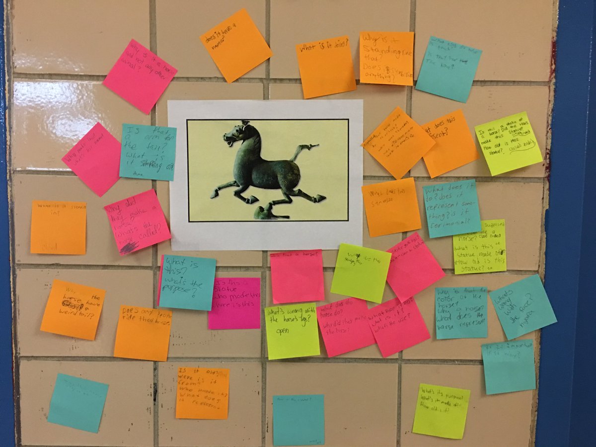 JudyWilsonSINY's tweet photo. Working w/staff @egbertwildcats IS2R for @ELI40NYC. Teachers ran with the #QFocus strategy. Teacher Alex's Ss asked questions from a picture based on SS Unit using color coded Post-its so classes can see each others' questions. @RightQuestion #makejustonechange @tmars54_thomas https://t.co/AbijW4G14K