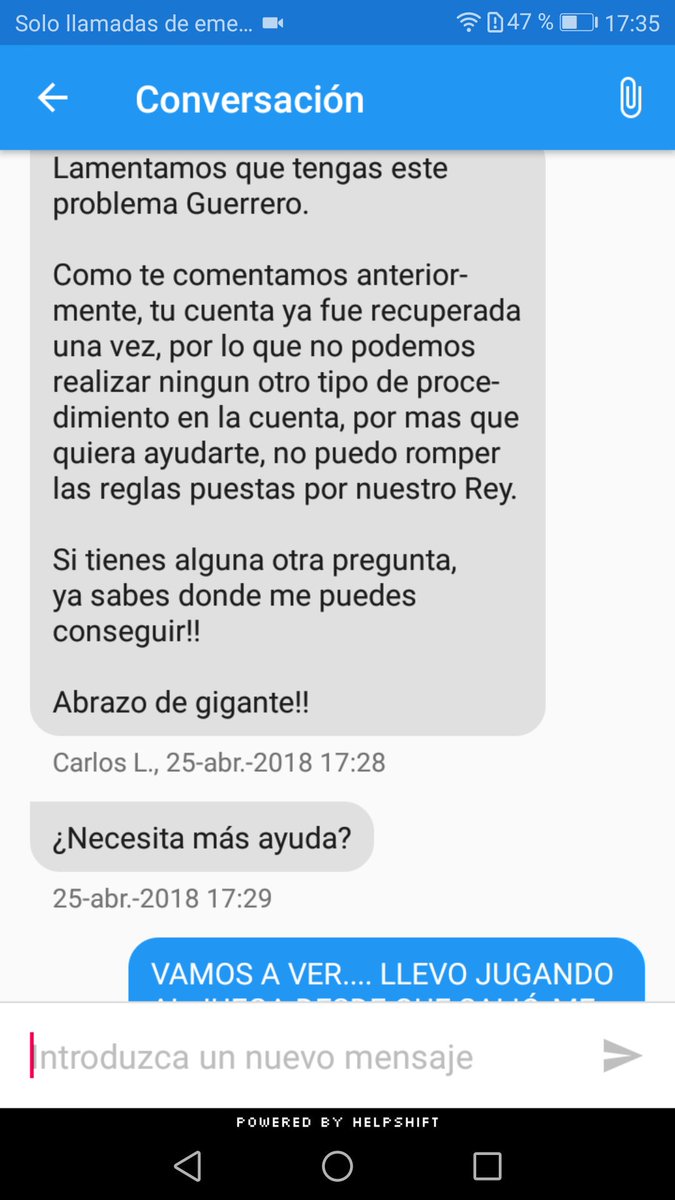 Les explico mi problema y me responden lo que veis en las imágenes para después ignorarme por completo... Mas que nunca agradecería RT a estos 2 tweets y si podéis nombrad a <a href="/ClashRoyaleES/">Clash Royale ES</a> para que se den cuenta que para mi no es ninguna tontería y hacerles llegar este mensaje.