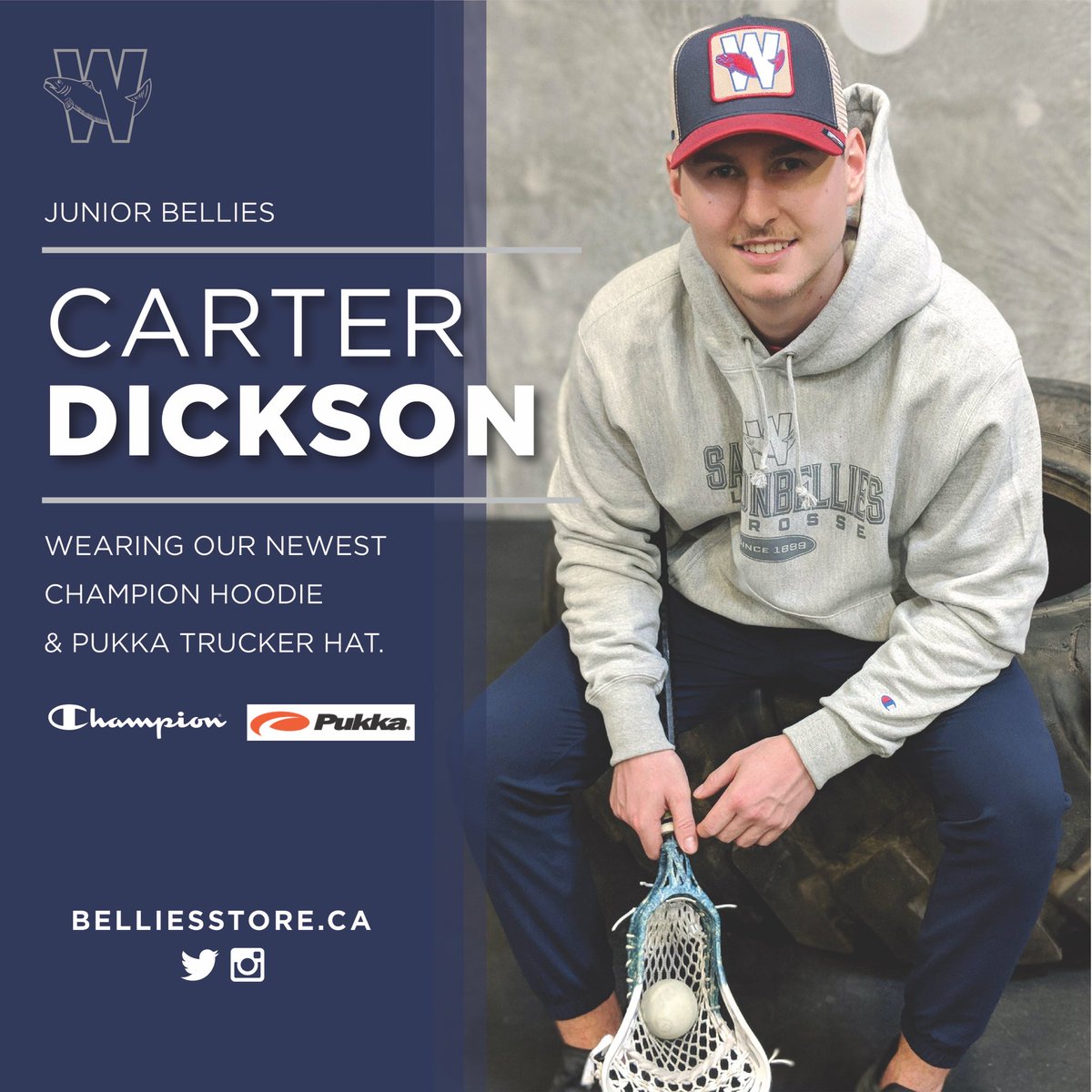 BelliesStore's tweet photo. @BelliesJrA veteran Carter Dickson wearing our newest Champion Hoodie and Pukka hat. https://t.co/J3HmNjcleN
