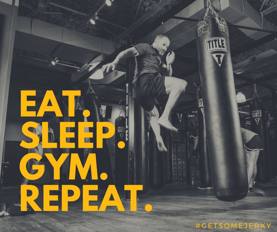 GetSomeJerky's tweet photo. Eat Jerky, Sleep, Gym, Repeat. 

#WorkoutWednesday #GETSOMEJERKY. https://t.co/M6fgHpdoRr
