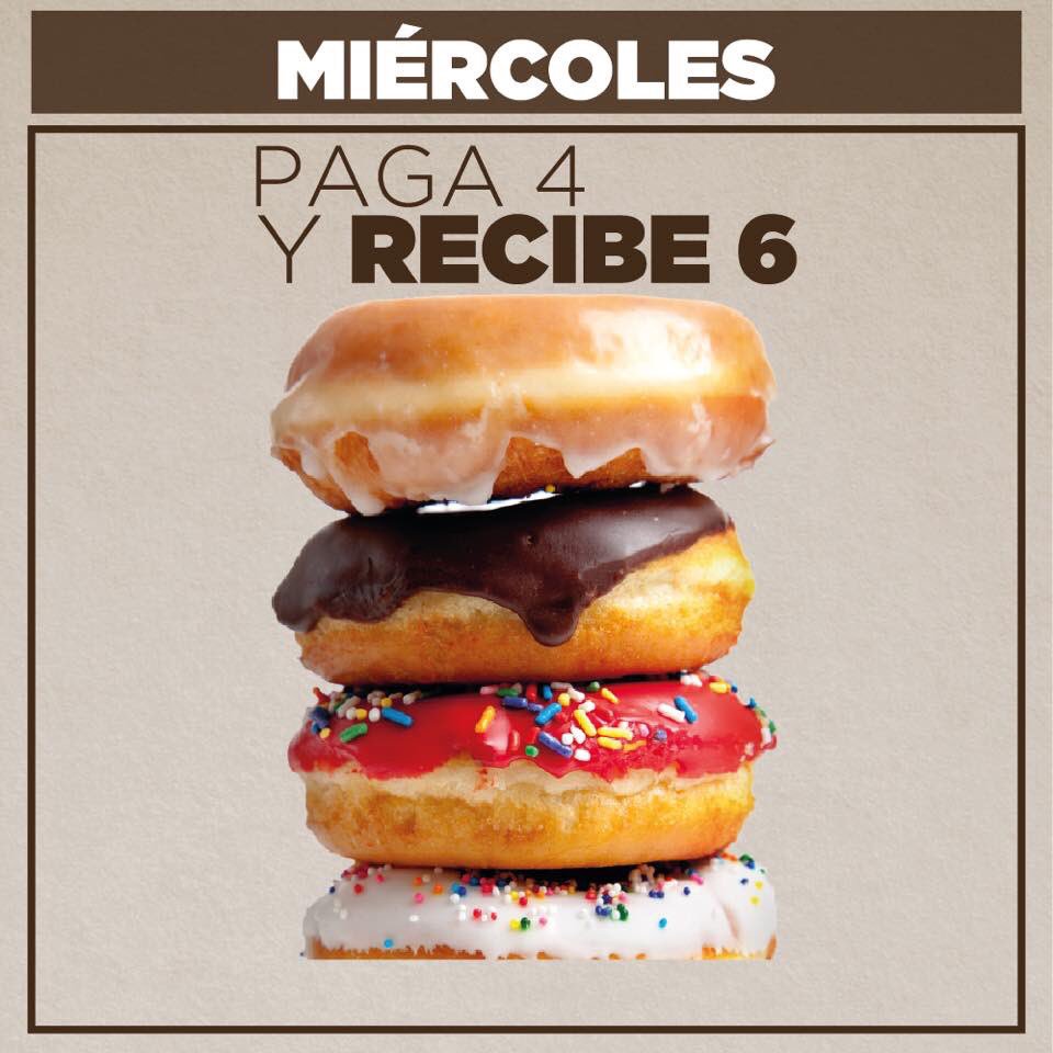 DunkinPanama's tweet photo. MIÉRCOLES y a mitad de Semana estamos, es Hora de endulzarte el día. Ahora puedes disfrutar de nuestro promo; Paga 4 y Recibe 6 Donuts, todos los días miércoles. Ven, visita tu sucursal más cercana➡️➡️desliza y encuentra la sorpresa de tu semana 🎁🎉😍❤️#DunkinDonuts https://t.co/brguIhUNyV