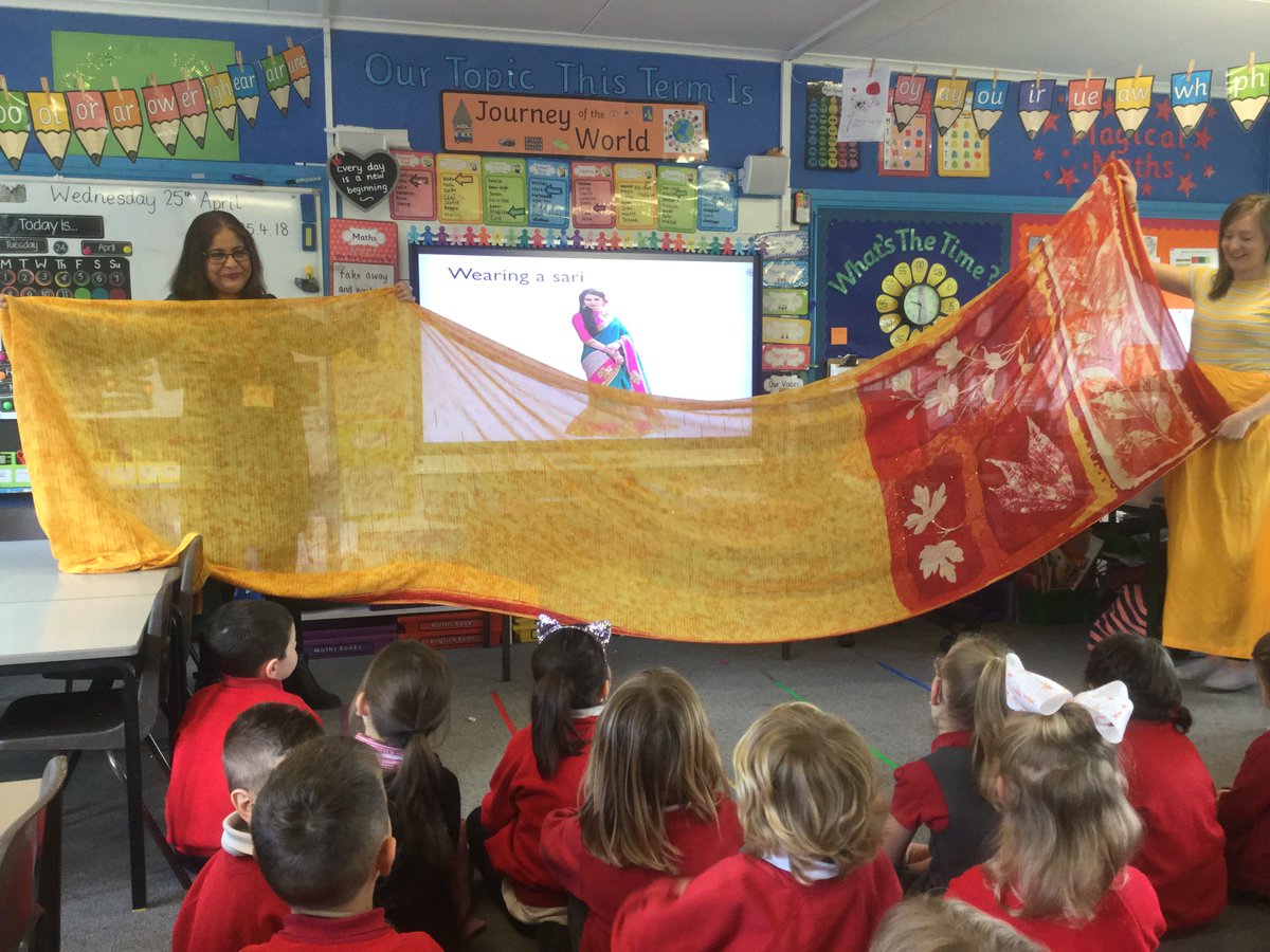 Twerton_Infants's tweet photo. Children in Year 1 and Year 2 really enjoyed @BhartiJJoshi's visit today. We found out lots of interesting fact about India; learned a few Indian words and a new song. Children also tasted some Indian food and watched as the teachers dressed in beautiful saris. #ExcelAtTwerton https://t.co/JemuKtwOdO